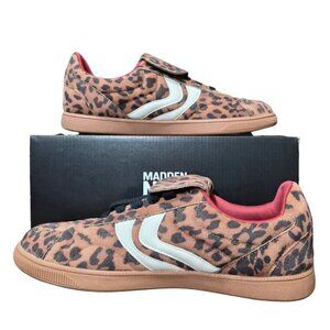 NIB Madden NYC Women's Sneakers Leopard Fabric Fold Over Size 10, 11 Lace-Up